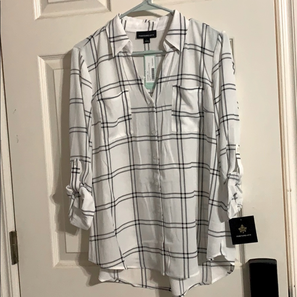 Plaid fortune + ivy top new with tags sz large